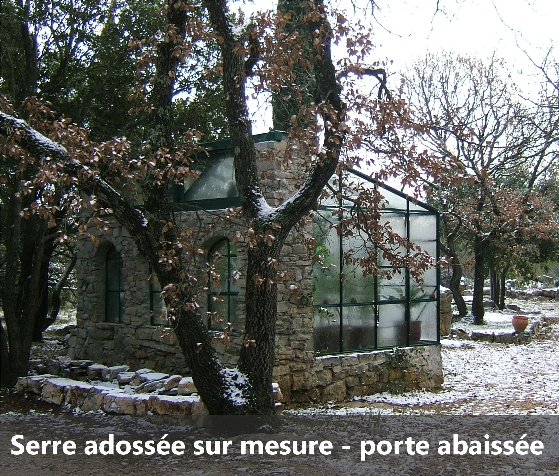 serre adossée sur mur en pierre