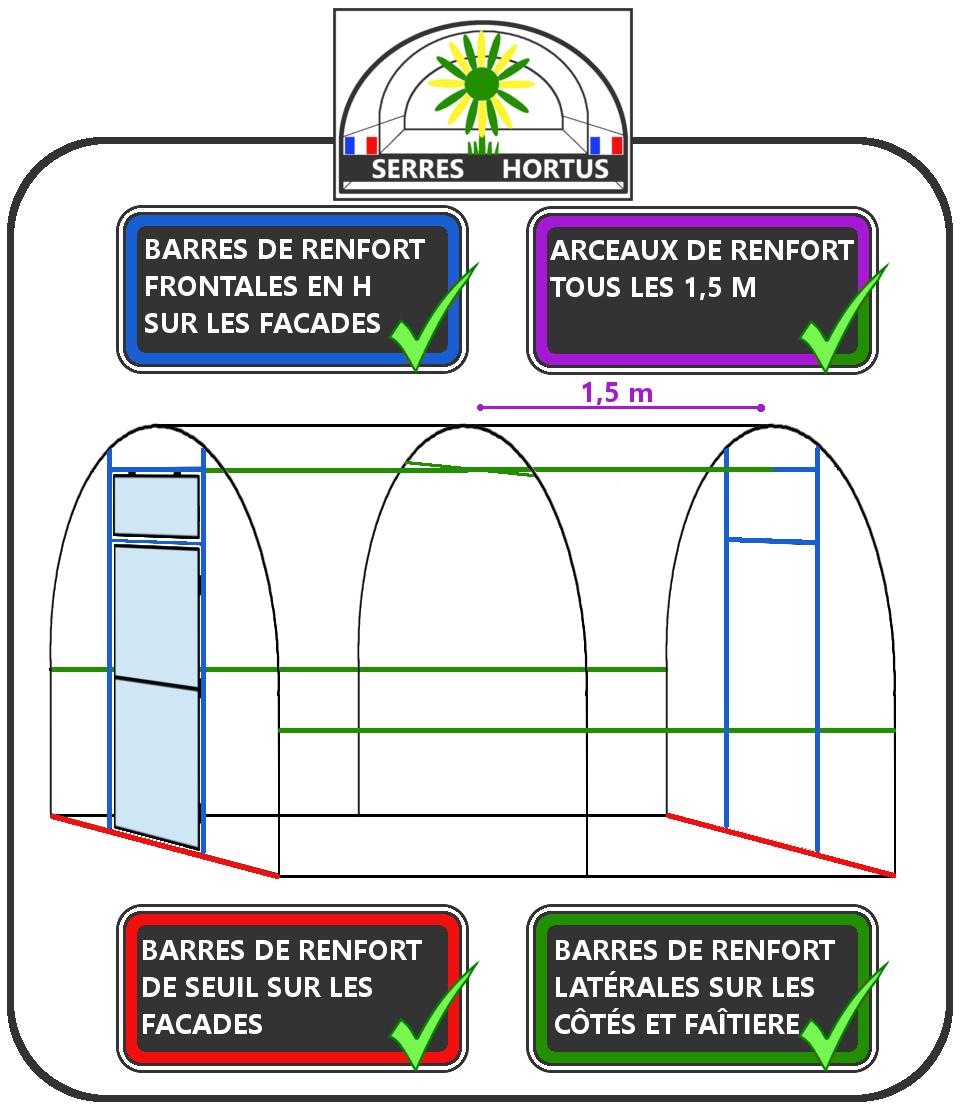 structure des serres tunnel renforcée